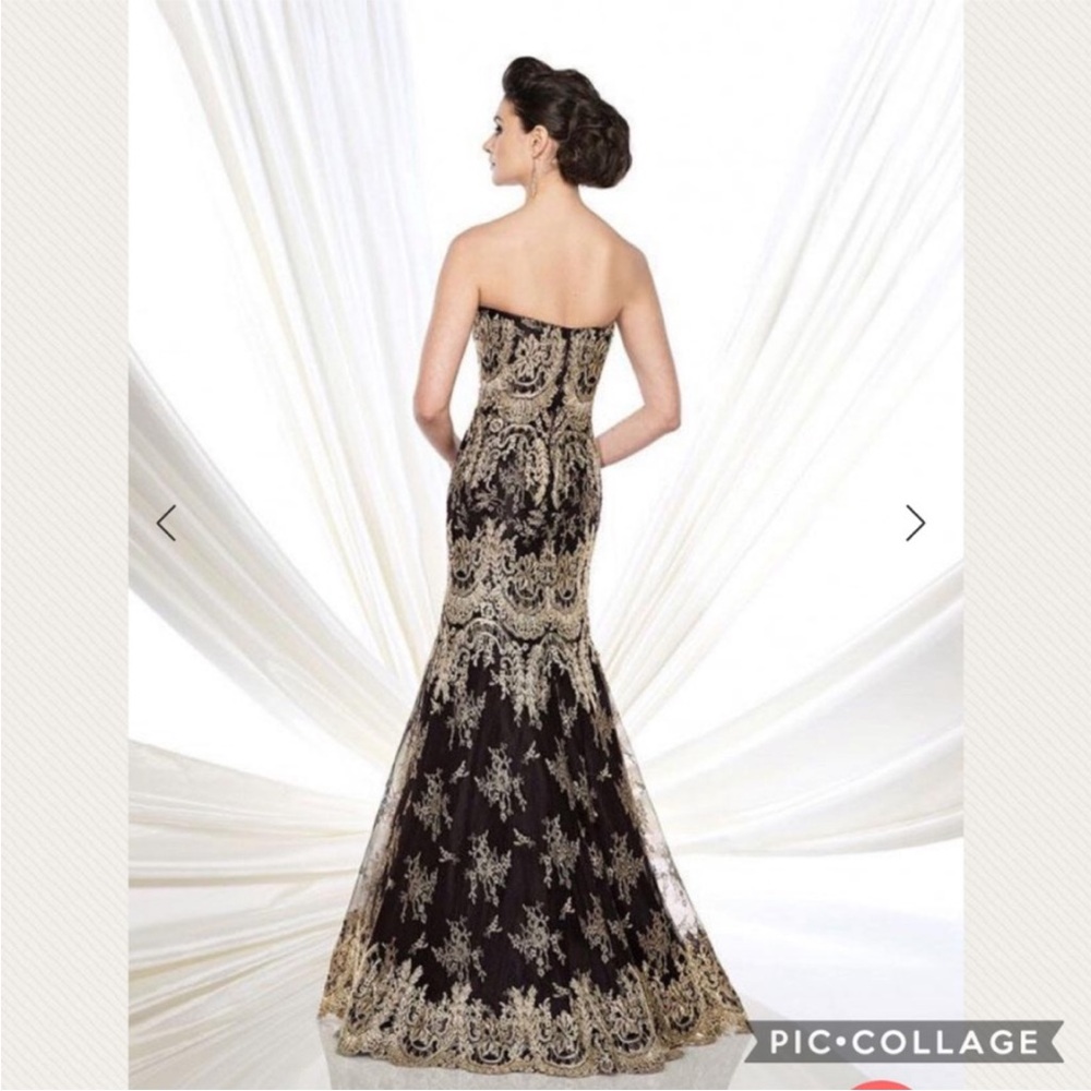Ivonne D exclusively for Mon Cheri black and gold long gown - Picture 3 of 9